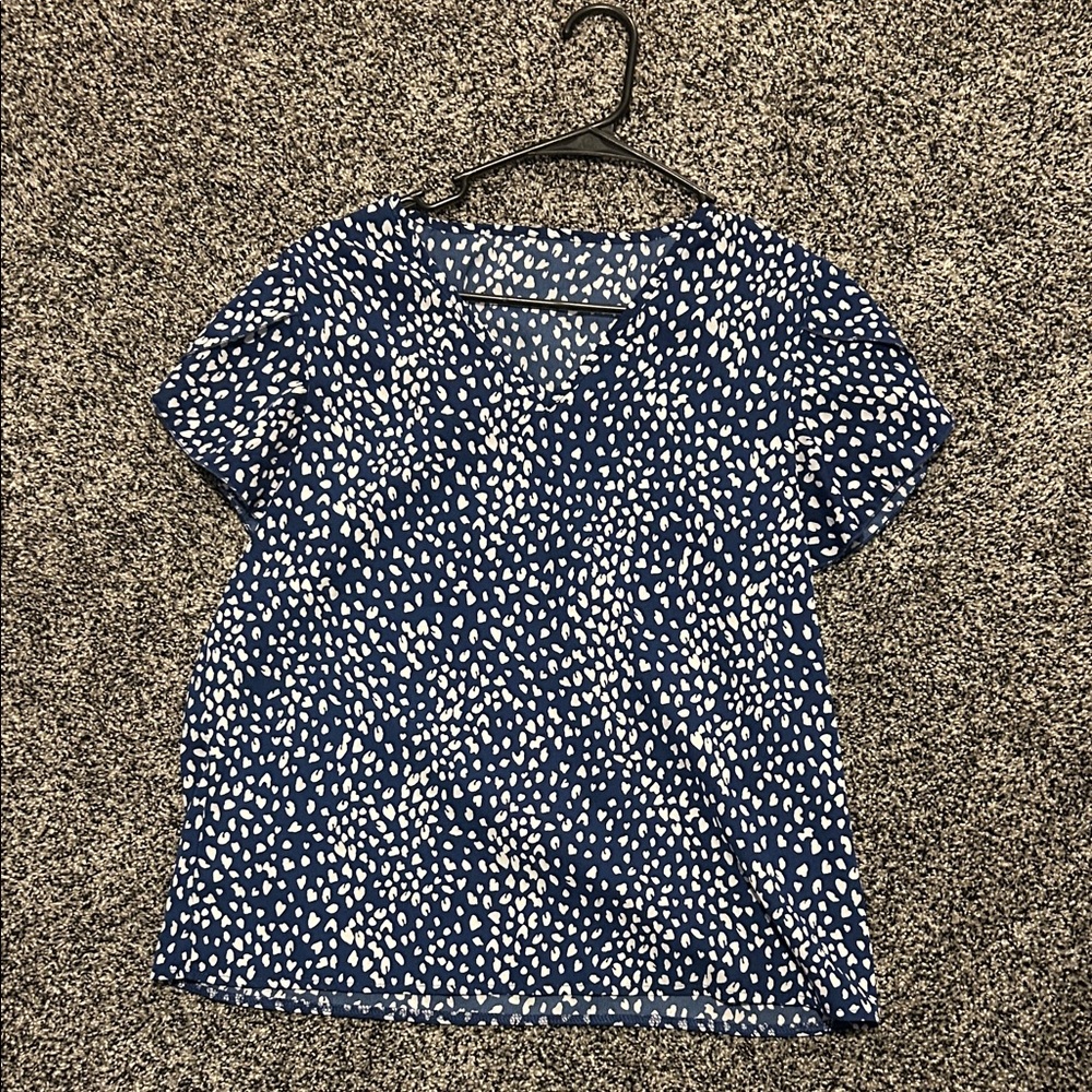 FREE W/ PURCHASE - SHEIN Navy and White Speckled Short Sleeve Top